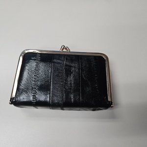 Vintage Eel Skin Kiss Closure Kisslock Cosmetic Clutch Cigarette Case Bag Mirror